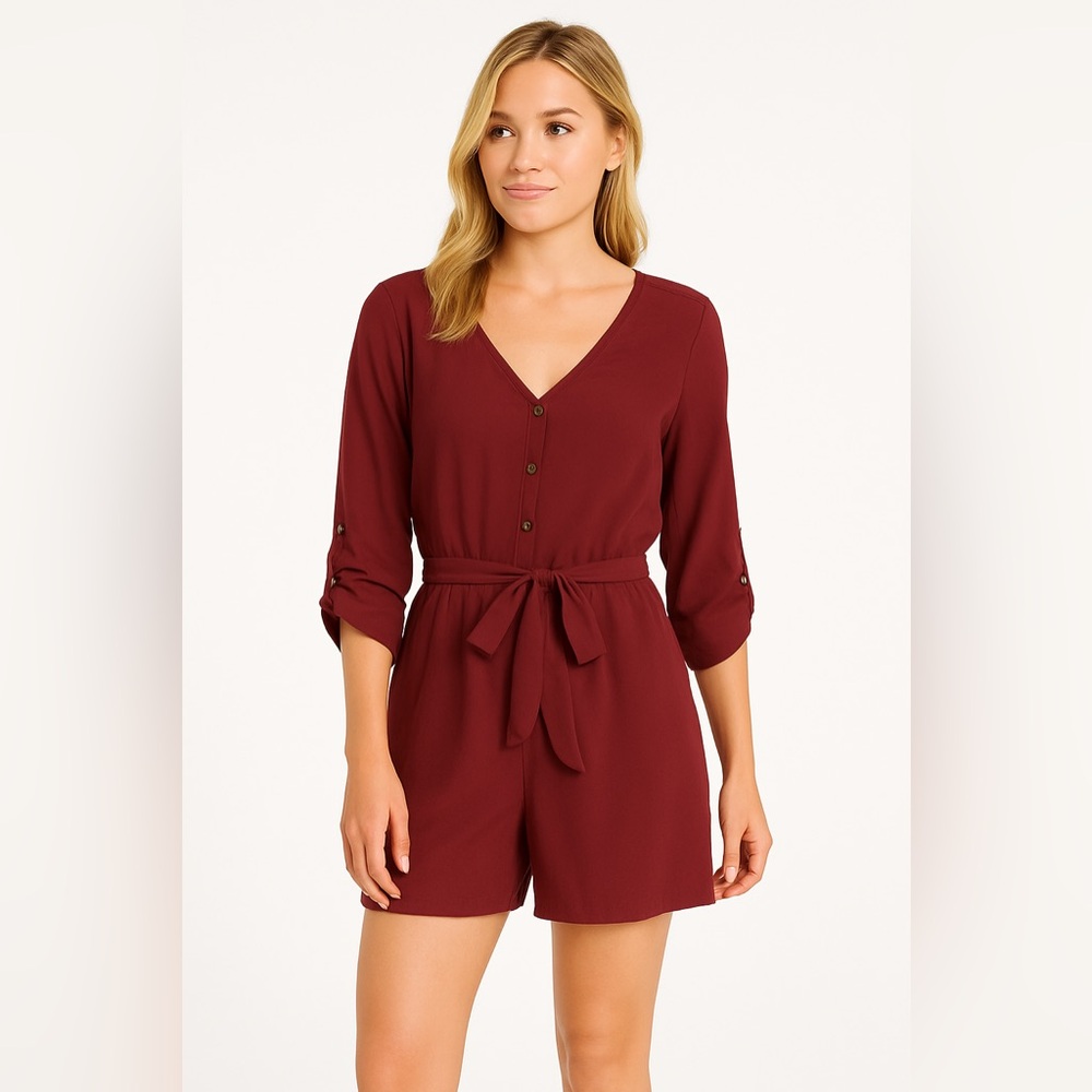 Gianni Bini Burgundy Romper – Size XS